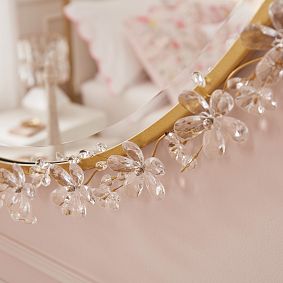 Monique Lhuillier Crystal Flower Framed Round Mirror (36&quot;)