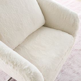 Faux Fur Ivory Glam Lounge Chair