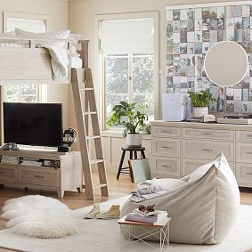 Double Eco Performance Textured Weave Oat Modern Bean Bag Lounger