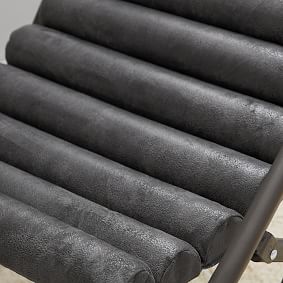 Textured Faux Suede Charcoal Channeled Sling Chair