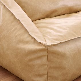 Faux Leather Cream Double Modern Bean Bag Lounger