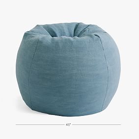 Large Jute Cotton Blend Dark Blue Bean Bag Chair