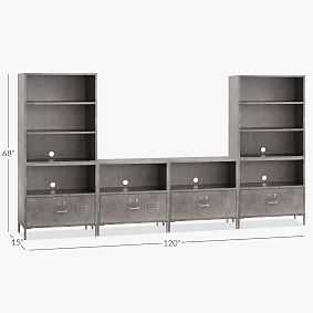 Locker 4-Drawer Media Set with Cubbies (120&quot;)