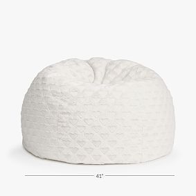 Large Ivory Sweetheart Faux Fur Bean Bag Chair Slipcover Only