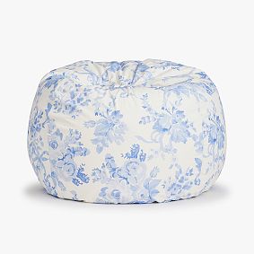 Large LoveShackFancy Garden Damask Blue Bean Bag Chair Slipcover Only