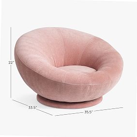 Rustic Chenille Misty Rose Groovy Swivel Chair