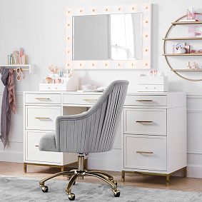 Performance Everyday Velvet Pleated Swivel Desk Chair