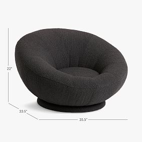 Chunky Boucle Charcoal Groovy Swivel Chair