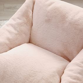Large Blush Faux Fur Modern Bean Bag Lounger