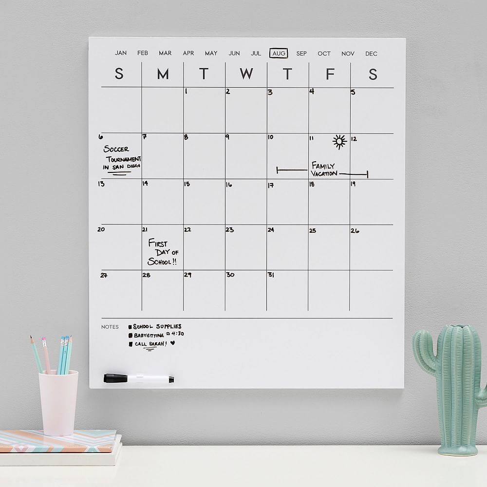 No Nails Frameless Dry Erase Calendar (24&quot;x27&quot;)