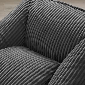 Large Chamois Charcoal Modern Bean Bag Lounger