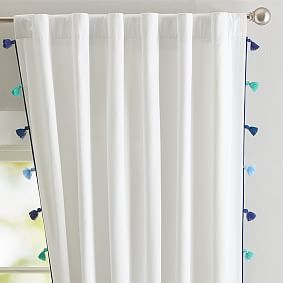 Open Box: Tassel Blackout Curtain Panel, 52"W x 63"L - Navy