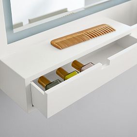 Get-Ready Wood Vanity Mirror with Storage (28&quot;x21&quot;)