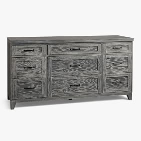 Open Box: Hampton 9-Drawer Wide Dresser (63.5"W x 21"D) - Smoked Charcoal