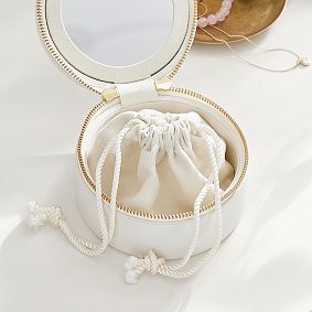 Elliot Leather Round Travel Jewellery Case