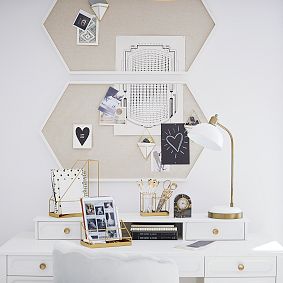 Wood Framed Hexagon Pinboard (23&quot;x41&quot;)
