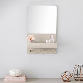 Brushed Fog Functional Wood Mirror