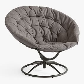 Enzyme Washed Canvas Grey Swivel Hang- A-Round Chair