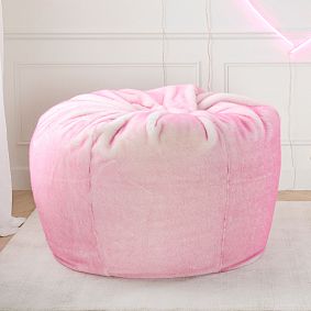 Large Winter-Tipped Faux Fur Pink Bean Bag Chair