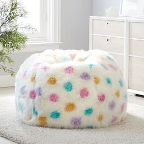 Large Lots-A-Dots Faux-Fur Bean Bag Chair
