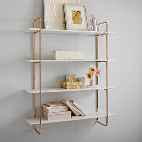Metallic Trim Multi-level Wall Shelves