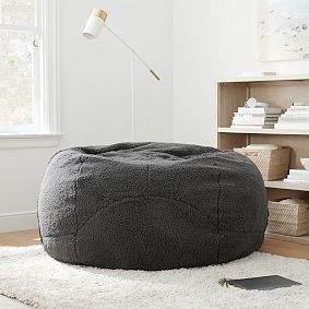 Large Sherpa Charcoal Oversized Bean Bag Chair