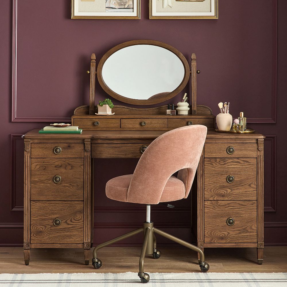 Chris Loves Julia Aged Oak Smart&#8482; Vanity Desk (57.5&quot;)