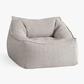 Large Boucle Twill Gravel Modern Bean Bag Lounger