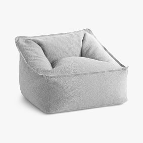 Large Chunky Boucle Mist Grey Modern Bean Bag Lounger