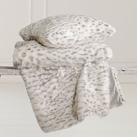 Gray Leopard Faux-Fur Throw