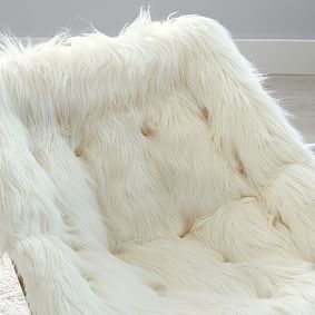 Himalayan Faux-Fur Ivory Square Hang-A-Round Chair