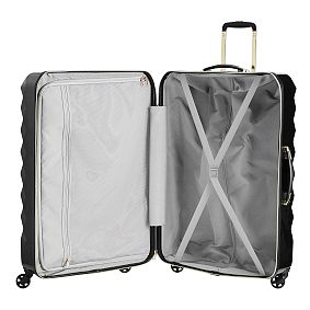 Luxe Hard-Sided Black Checked Spinner Suitcase