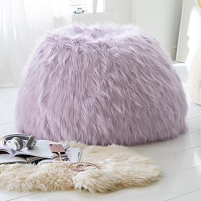 Large Himalayan Faux-Fur Dusty Lavender Bean Bag Chair
