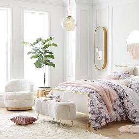 Polar Bear Faux-Fur Round Tufted Swivel Desk Chair