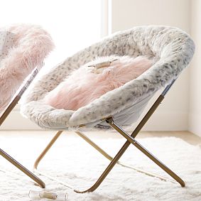 Gray Fur-Rific Faux-Fur Hang-A-Round Chair