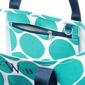 Surf Swell Beach Tote, Pool Oversized Dot/Navy Trim