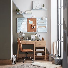 Cognac Faux-Leather Airgo Swivel Desk Chair