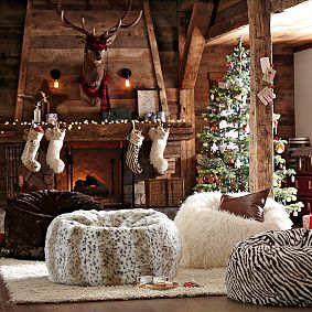 Large Snow Leopard Faux Fur Beanbag