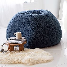 Large Cozy Sherpa Indigo Beanbag Chair