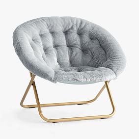 Iced Faux-Fur Quarry with Gold Base Hang-A-Round Chair
