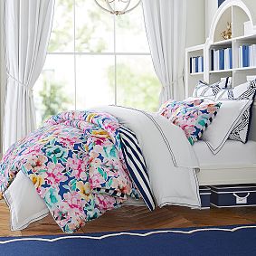 Watercolor Blooms Reversible Duvet Cover 