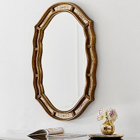 Gold Floral Etched Mirror