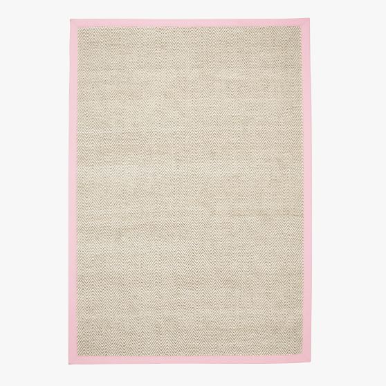 Thick Border Chenille Jute Rug - Light Pink