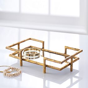 Gold Bamboo Mirrored Tray