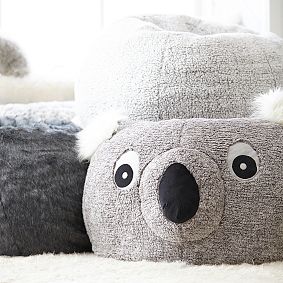 Large Koala Faux-Fur Critter Bean Bag Chair Slipcover