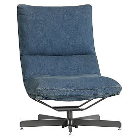 Denim Maverick Swivel Lounge Chair &amp; Ottoman