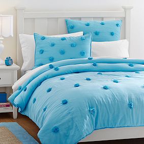 Crinkle Puff Quilt + Sham, Blue