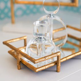 Gold Bamboo Mirrored Tray