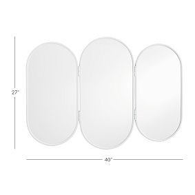 Triptych Vanity Mirror, White