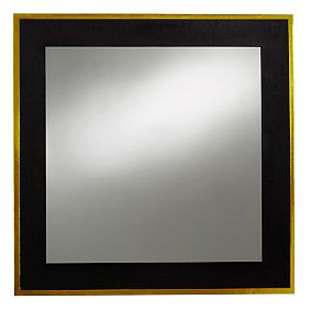 Paper Border Mirror, Black With Gold Trim